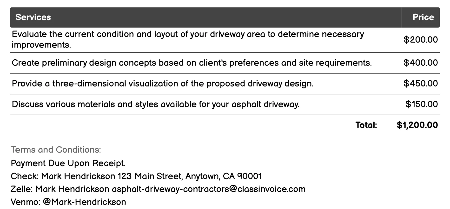 Design Consultation Invoice Example