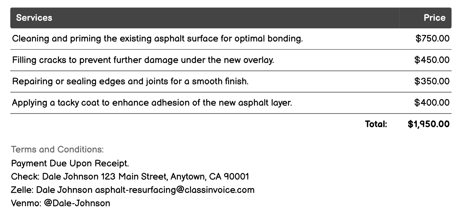 Overlay Invoice Example