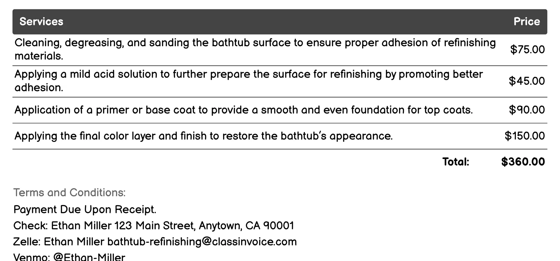 Quick Fix Repair Invoice Example