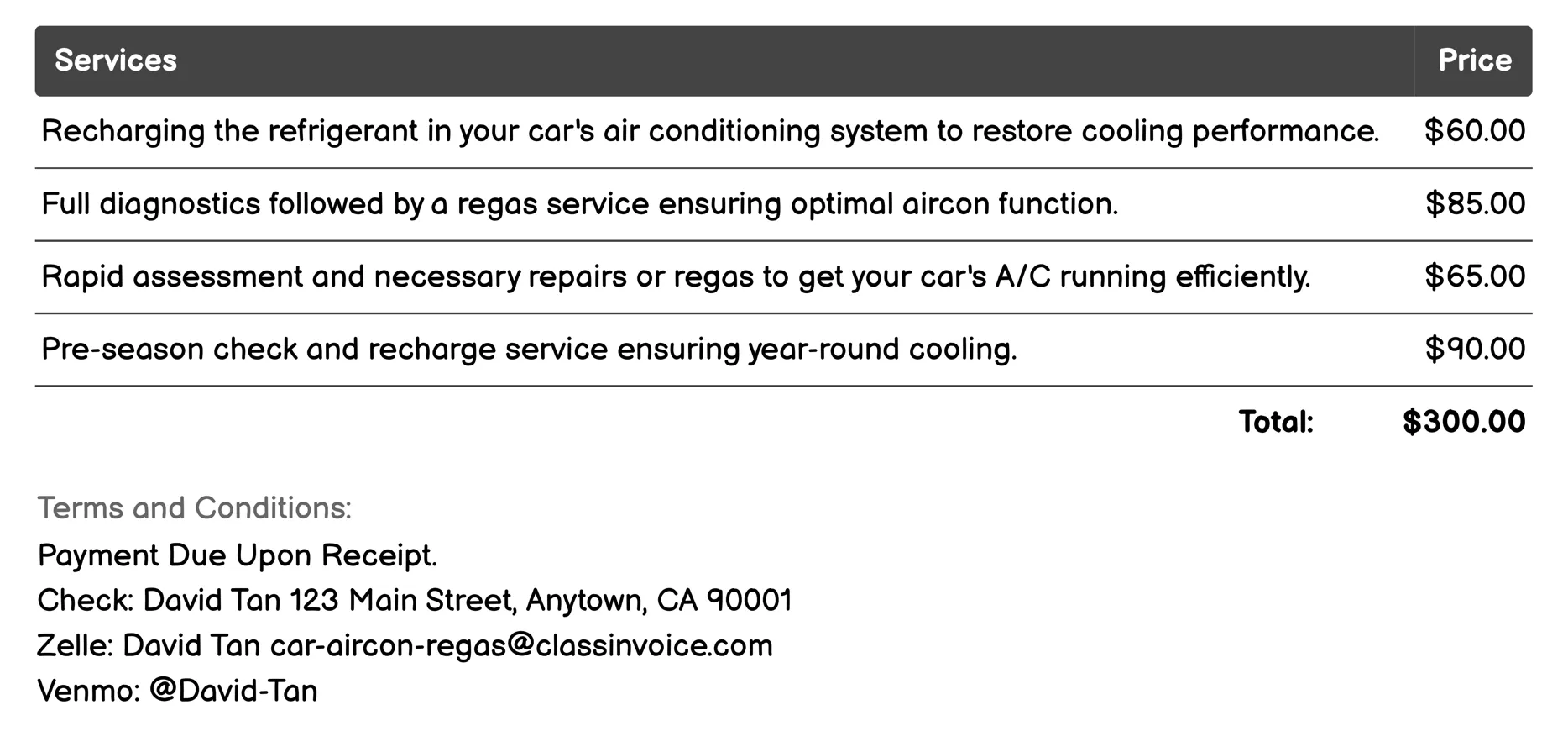 Climate Control Optimization Invoice Example
