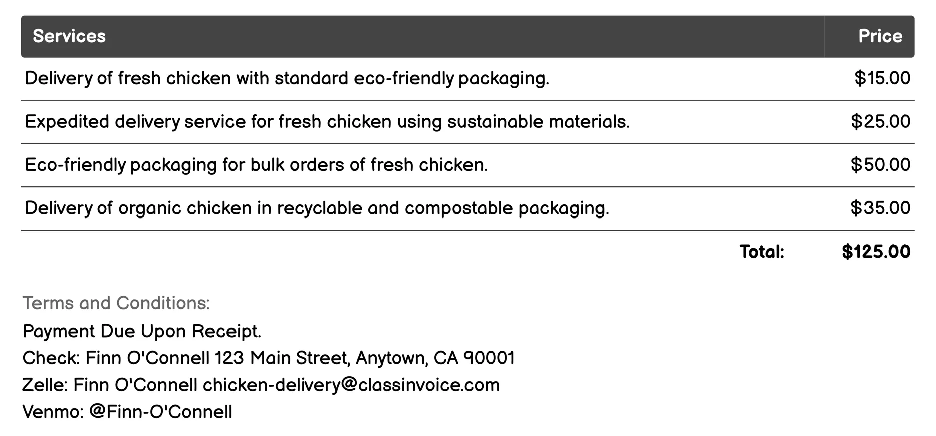 Eco-Friendly Packaging Delivery Invoice Example