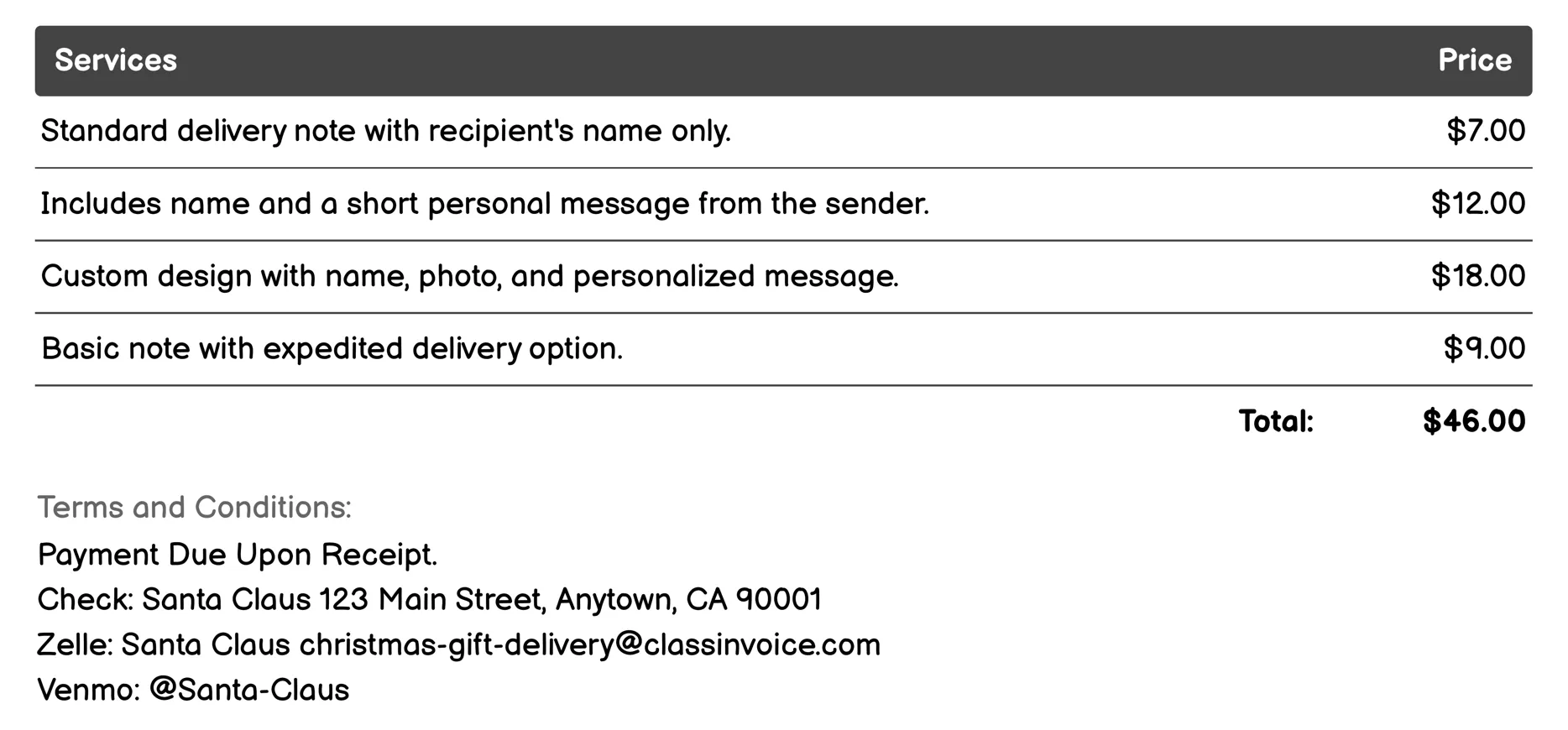 Personalized Delivery Note Invoice Example