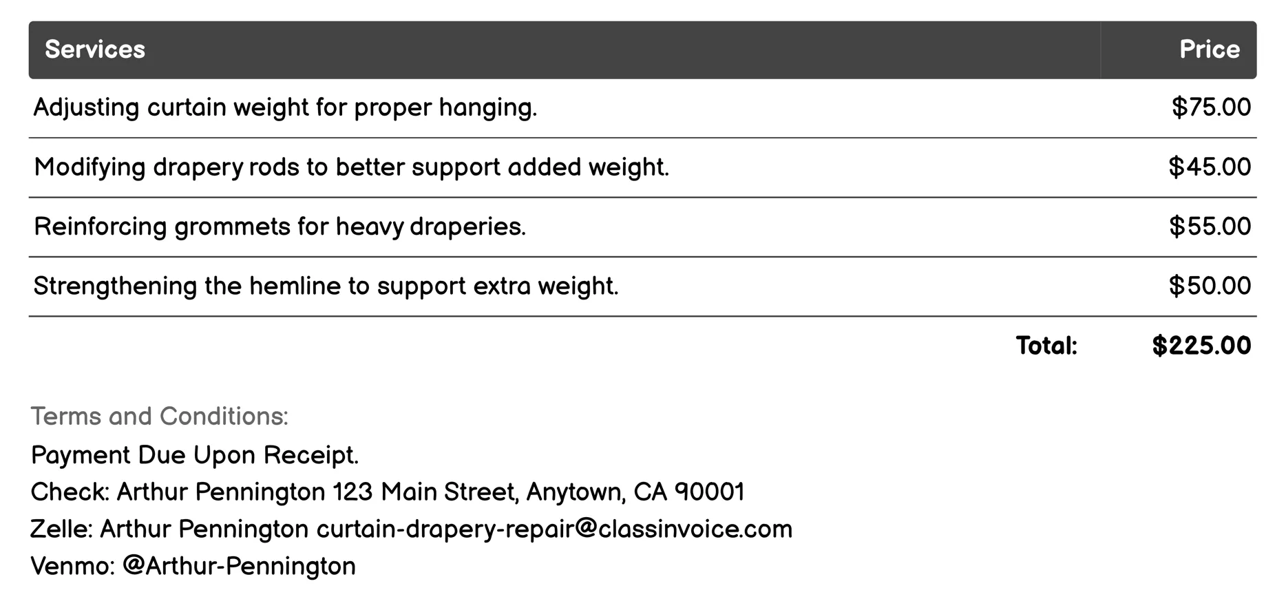 Weight Adjustment Invoice Example