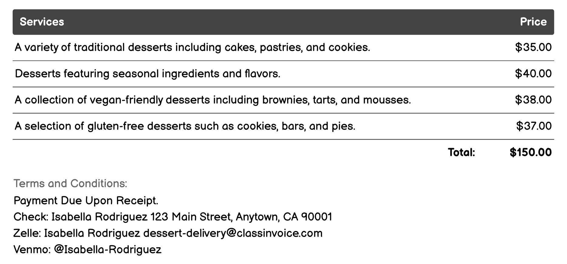 Subscription Boxes Invoice Example