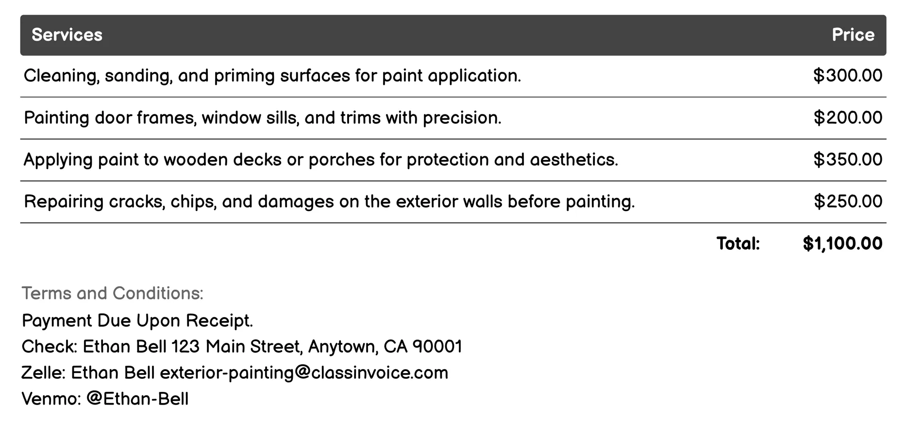 House Painting Invoice Example