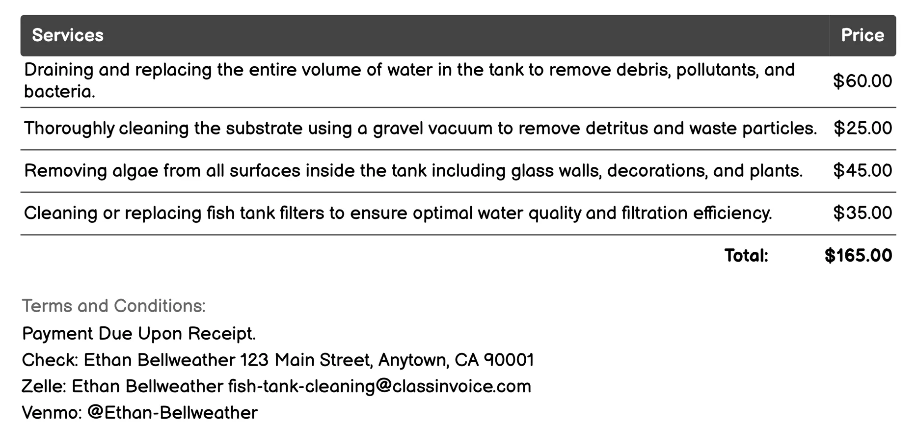 Deep Cleaning Invoice Example