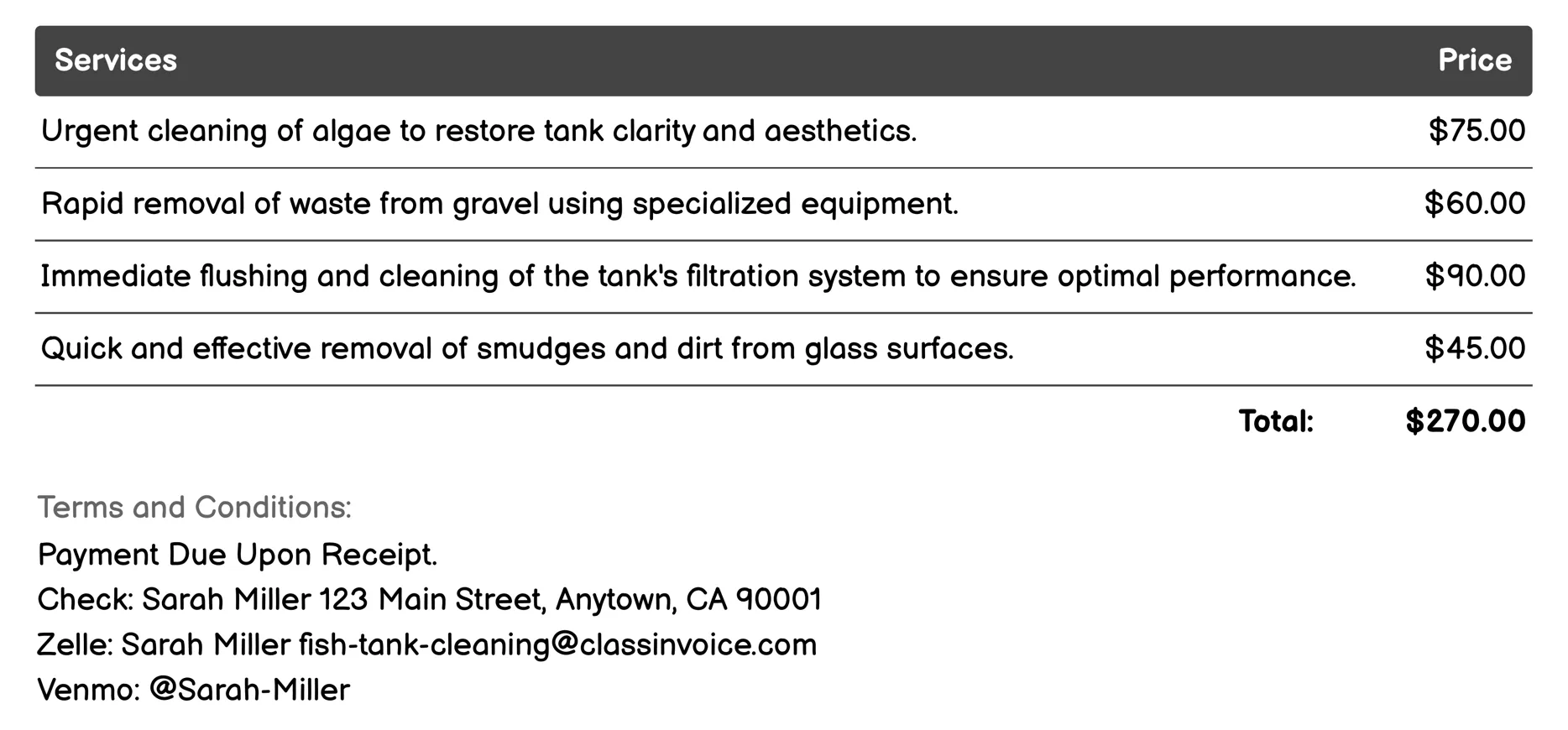 Emergency Cleaning Invoice Example