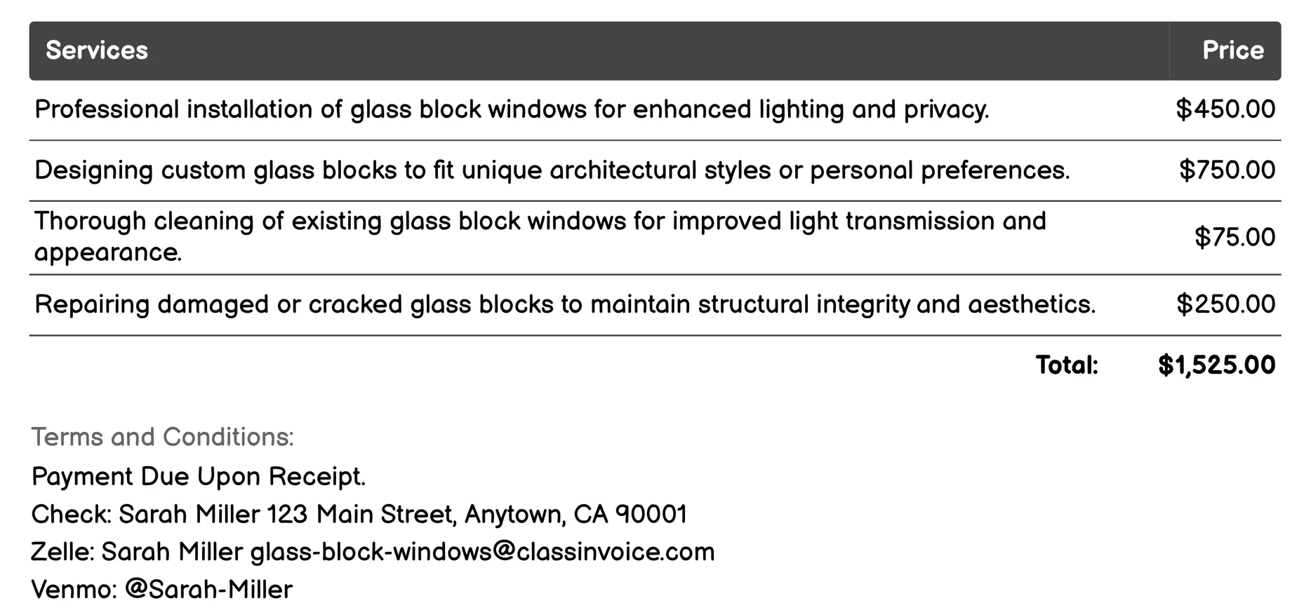 Lighting Solutions Invoice Example