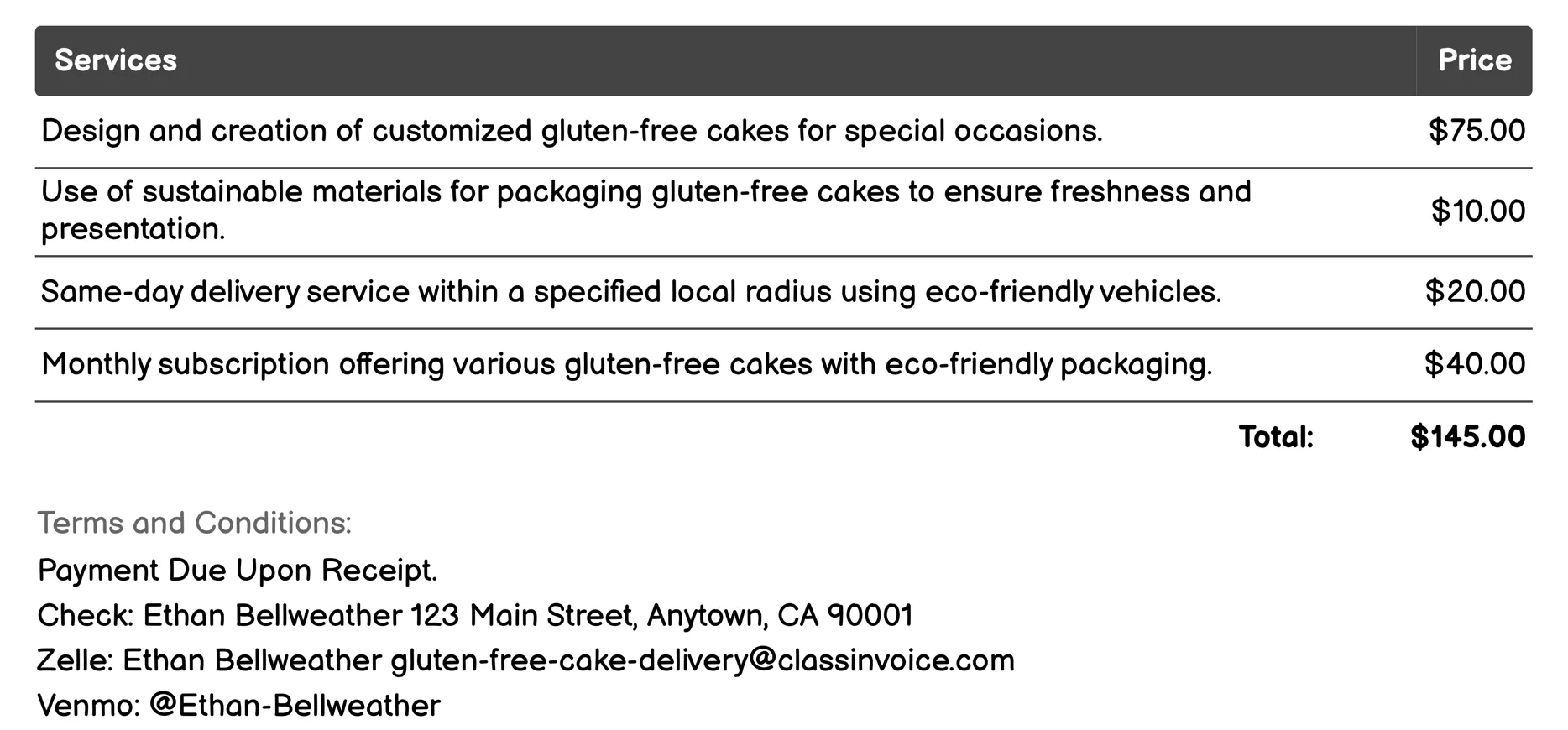 Eco-Friendly Packaging Delivery Invoice Example