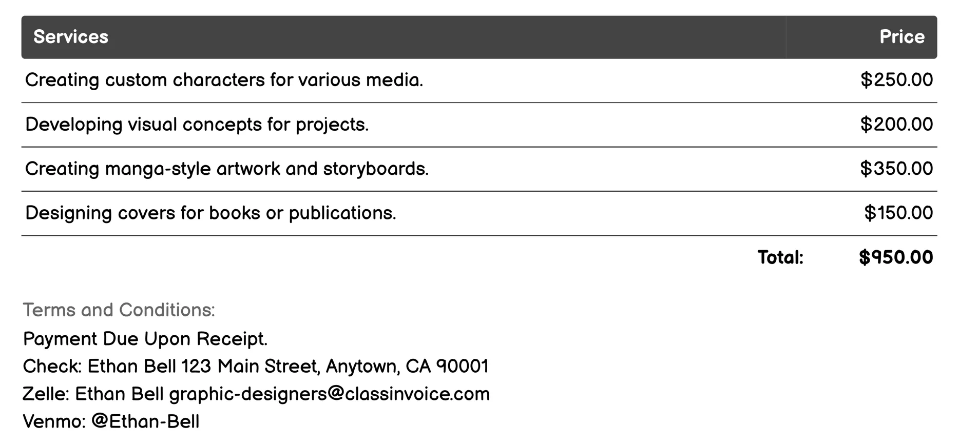 Illustration Invoice Example