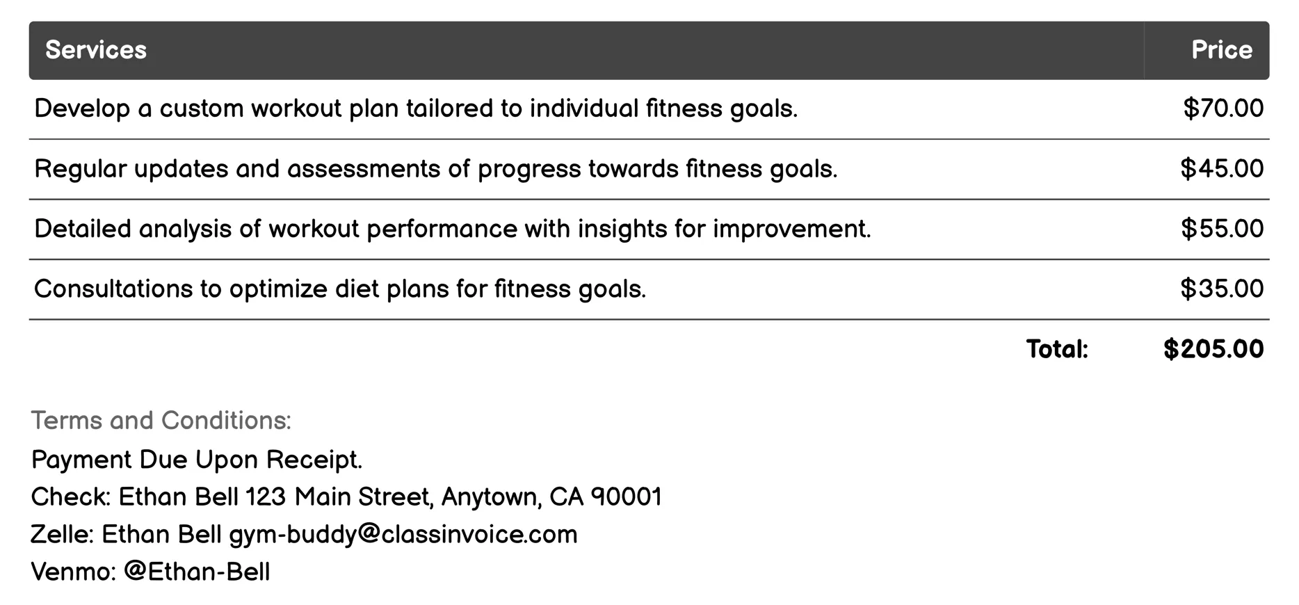 Progress Tracking Invoice Example