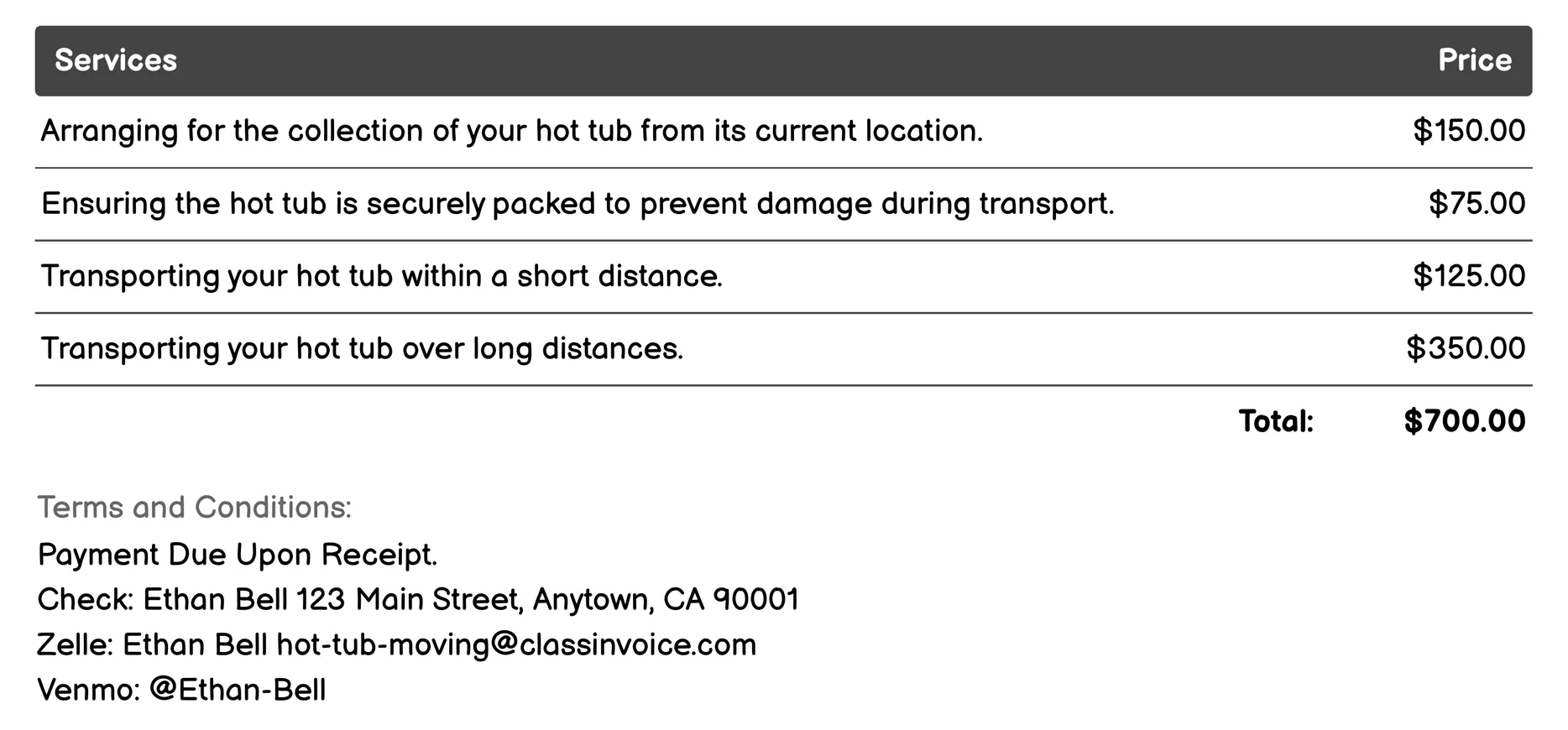 Transportation Logistics Invoice Example