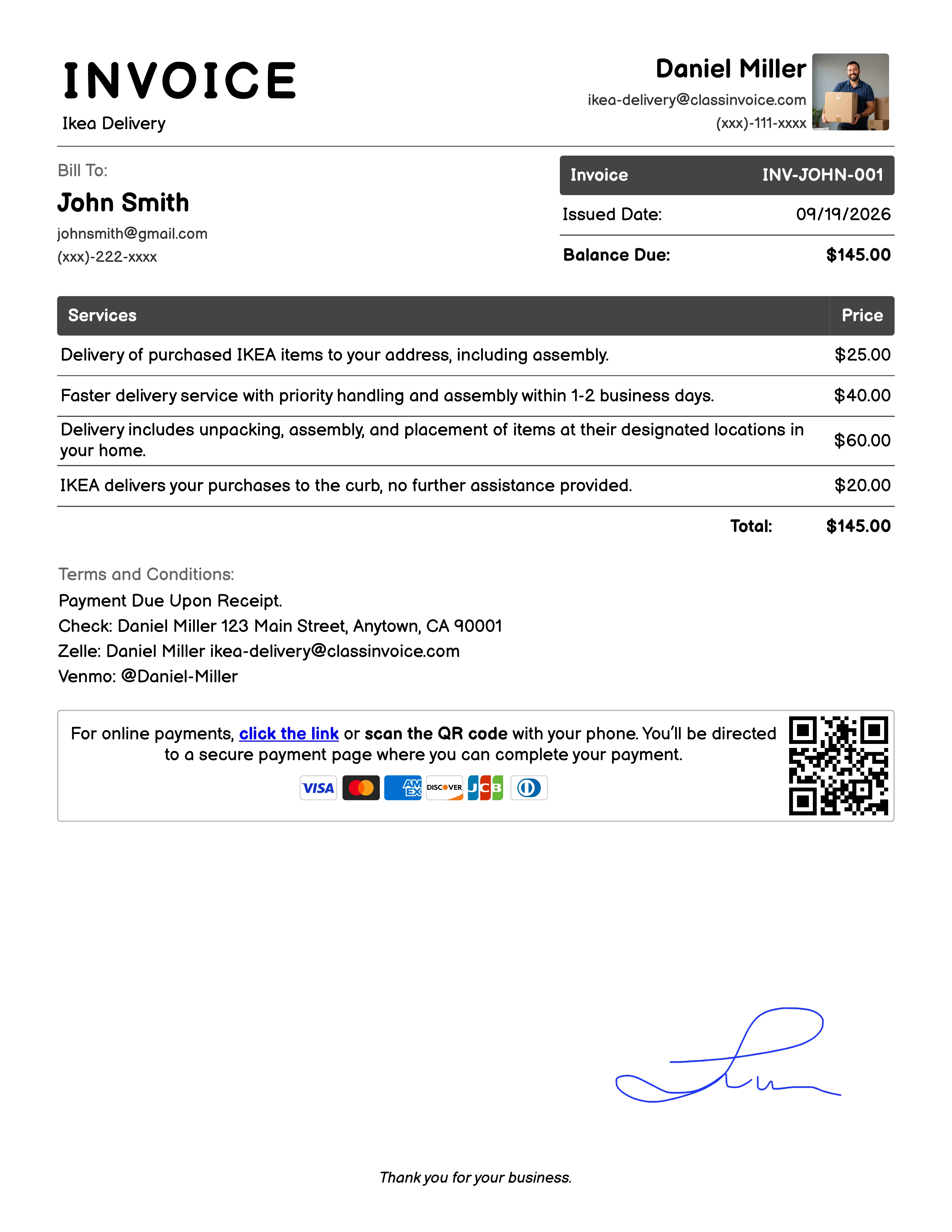Ikea Delivery Invoice Example
