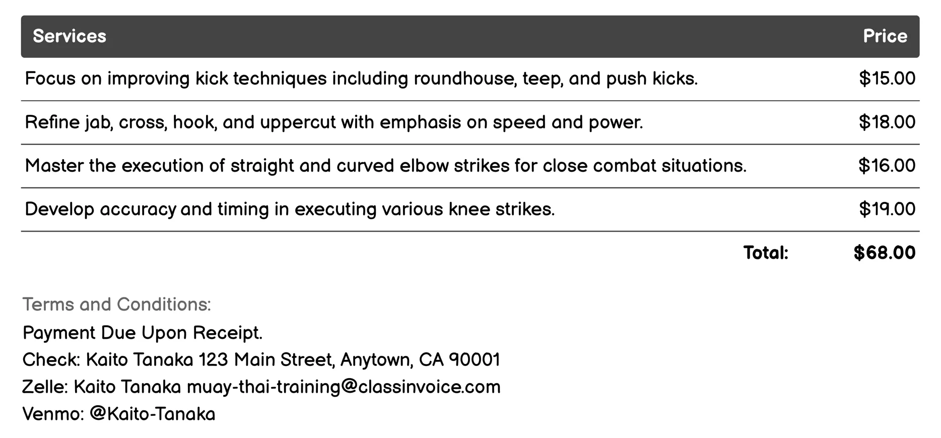 Technical Drills Invoice Example