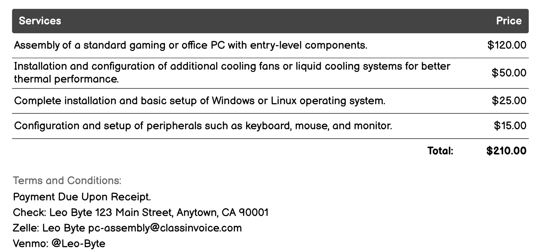 Budget-Friendly Builds Invoice Example