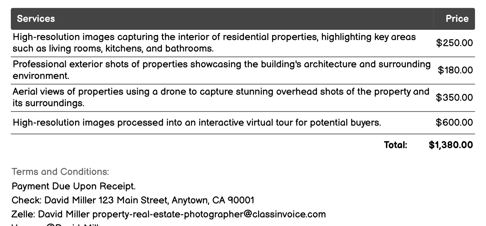 High-Resolution Image Capture Invoice Example