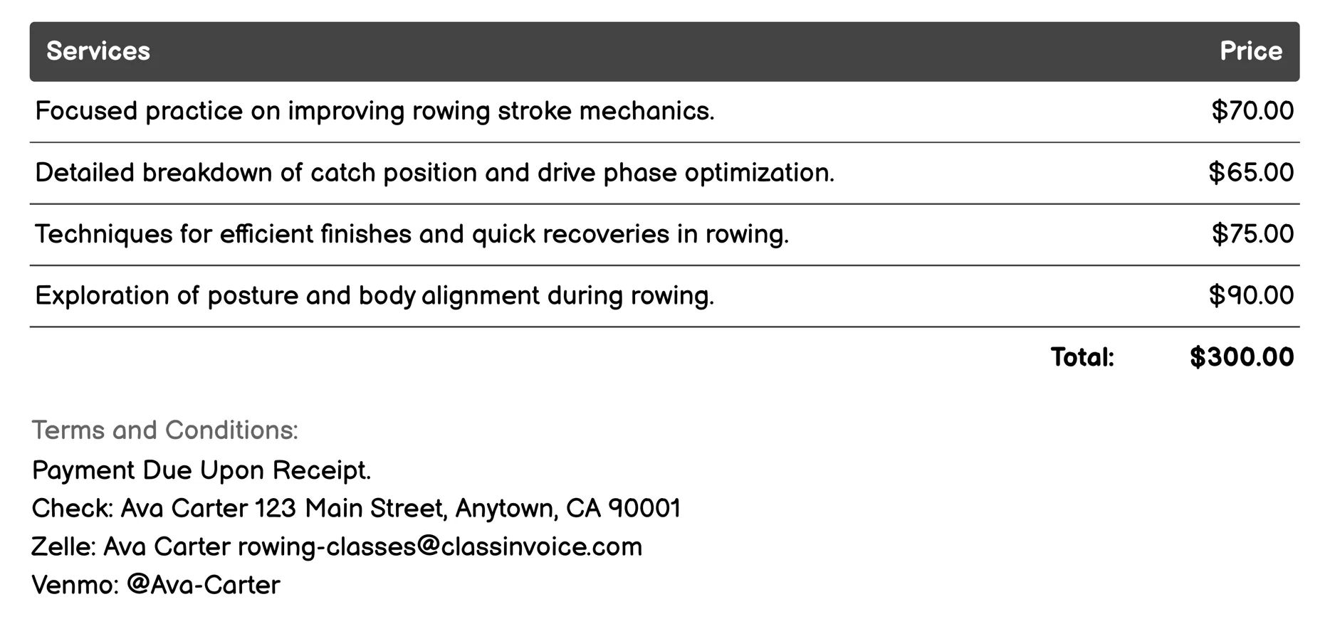 Technique Refinement Invoice Example