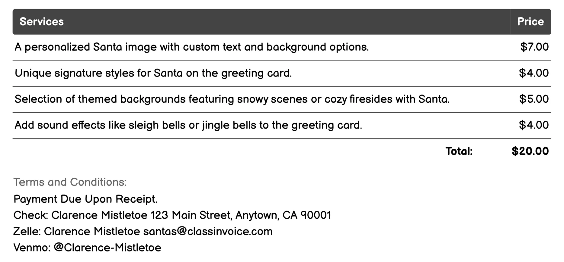 Personalized Greeting Cards Invoice Example