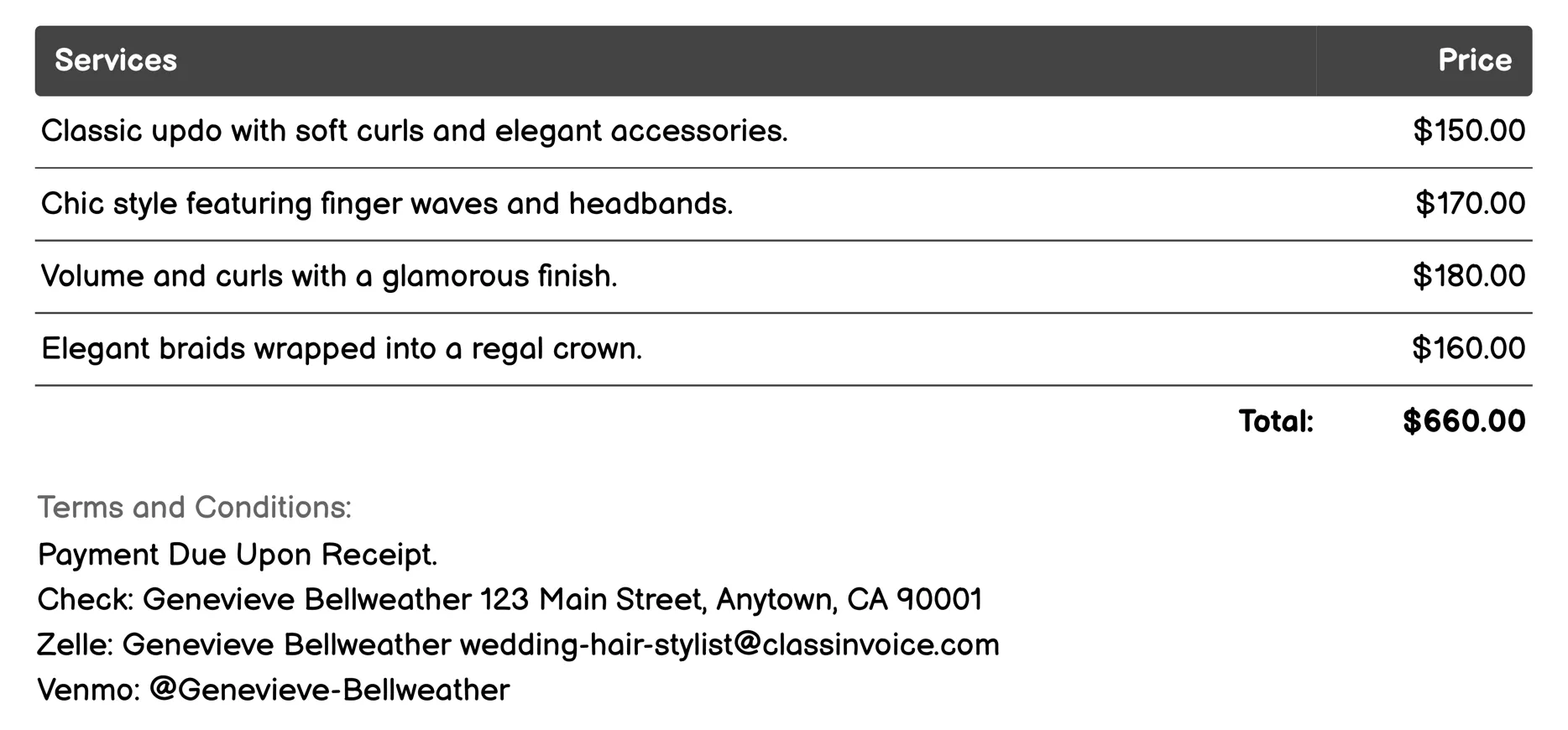 Vintage-Inspired Style Invoice Example