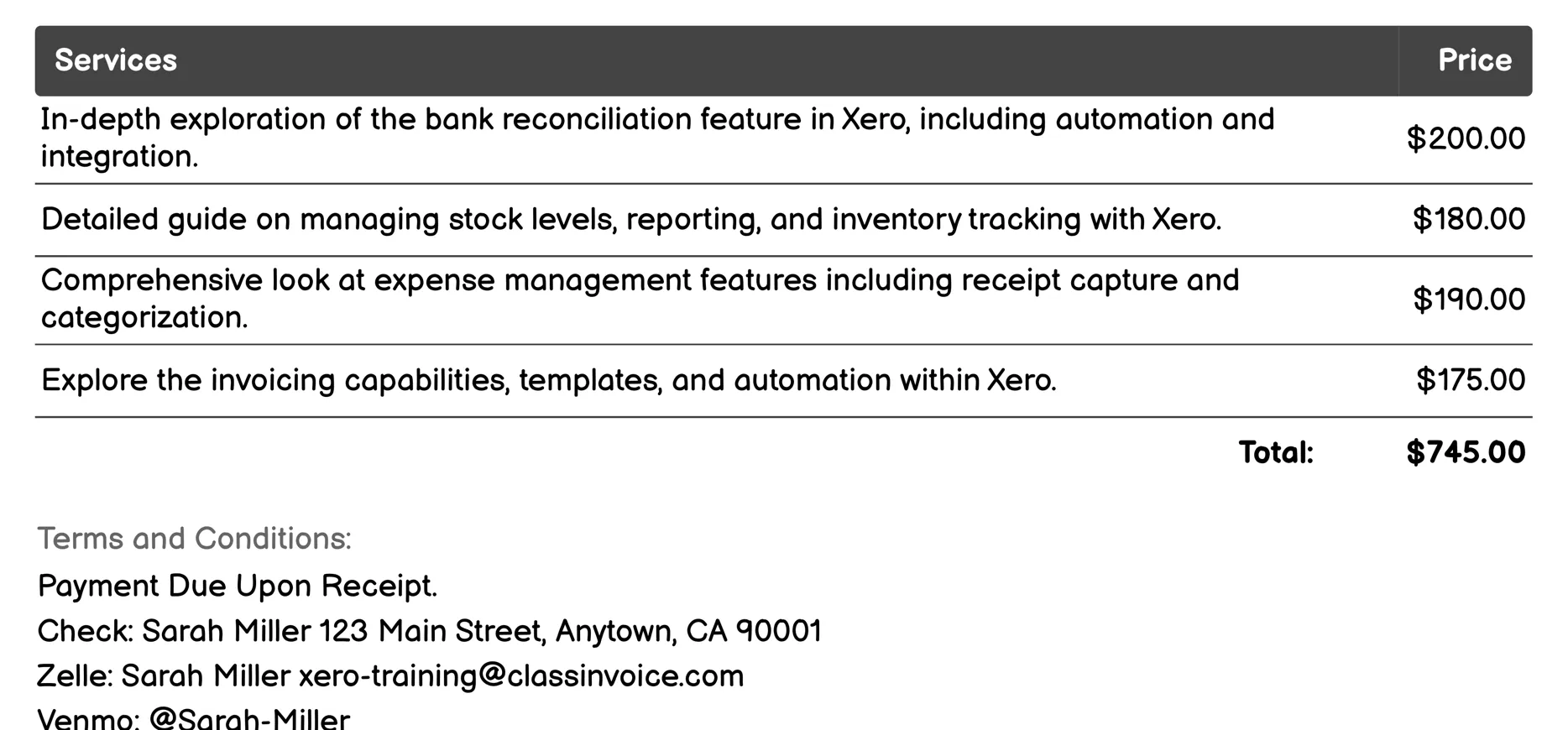 Feature Deep Dives Invoice Example